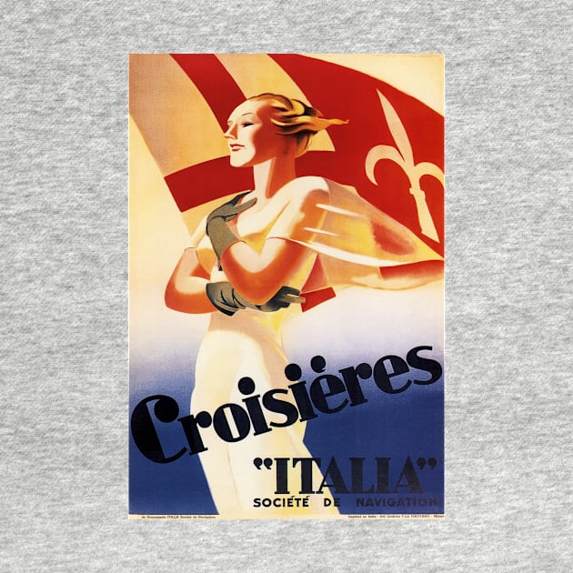 ITALY CRUISES Societe De Navigation Ship Travel Poster Advertisement by vintageposters